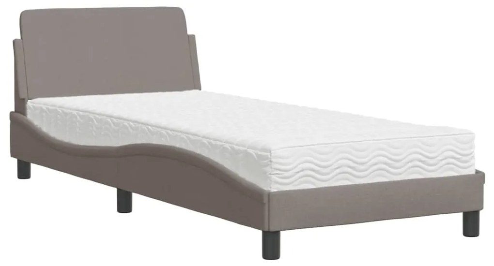 vidaXL Κρεβάτι με Στρώμα Taupe 80x200 εκ. Υφασμάτινο