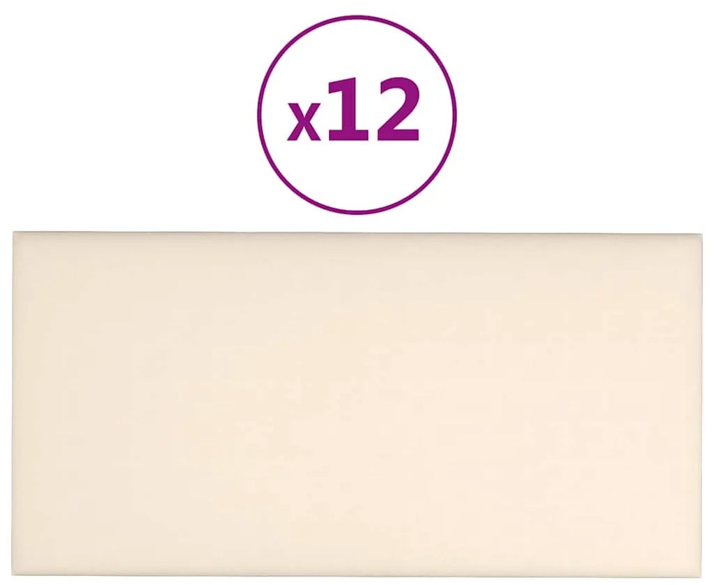 vidaXL Πάνελ Τοίχου 12 τεμ. Λευκό 30 x 15 εκ. 0,54 μ² Βελούδινα