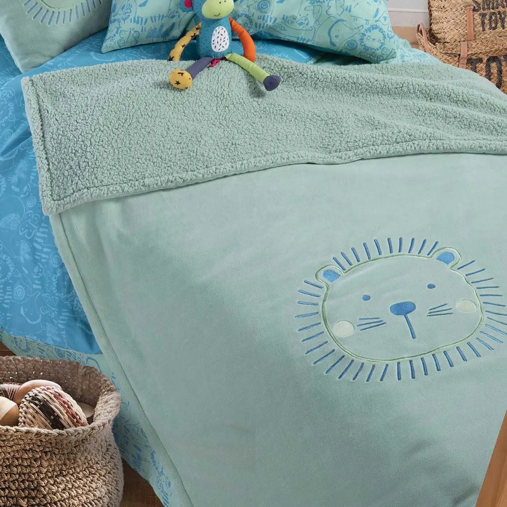 Κουβέρτα Fleece Κούνιας (130x180) Με Γουνάκι Nef-Nef Homeware Junior Jungle Combo