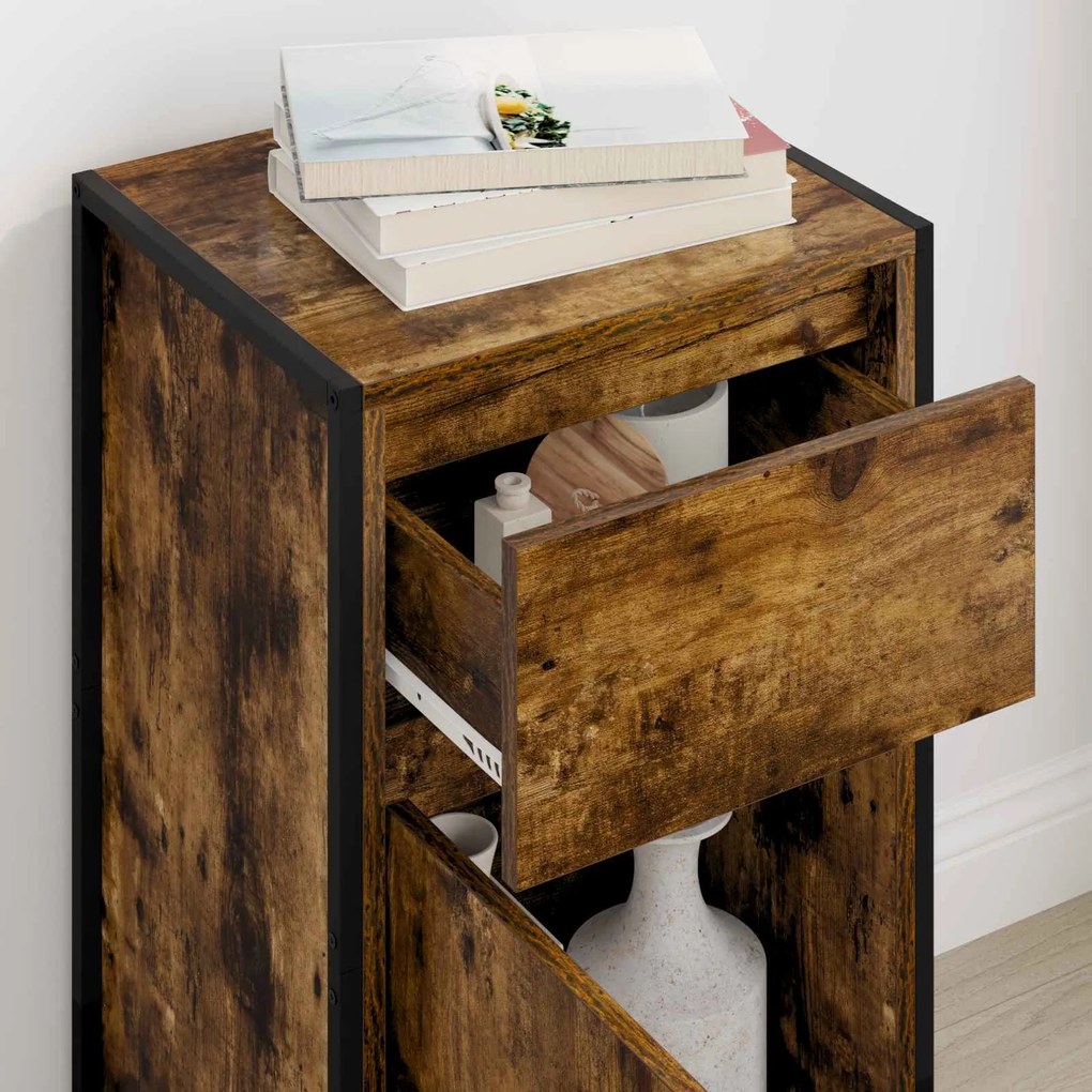 vidaXL Πλαϊνό γραφείο με συρτάρι Καπνιστό Δρύς 81 x 36 x 150.5 εκ.