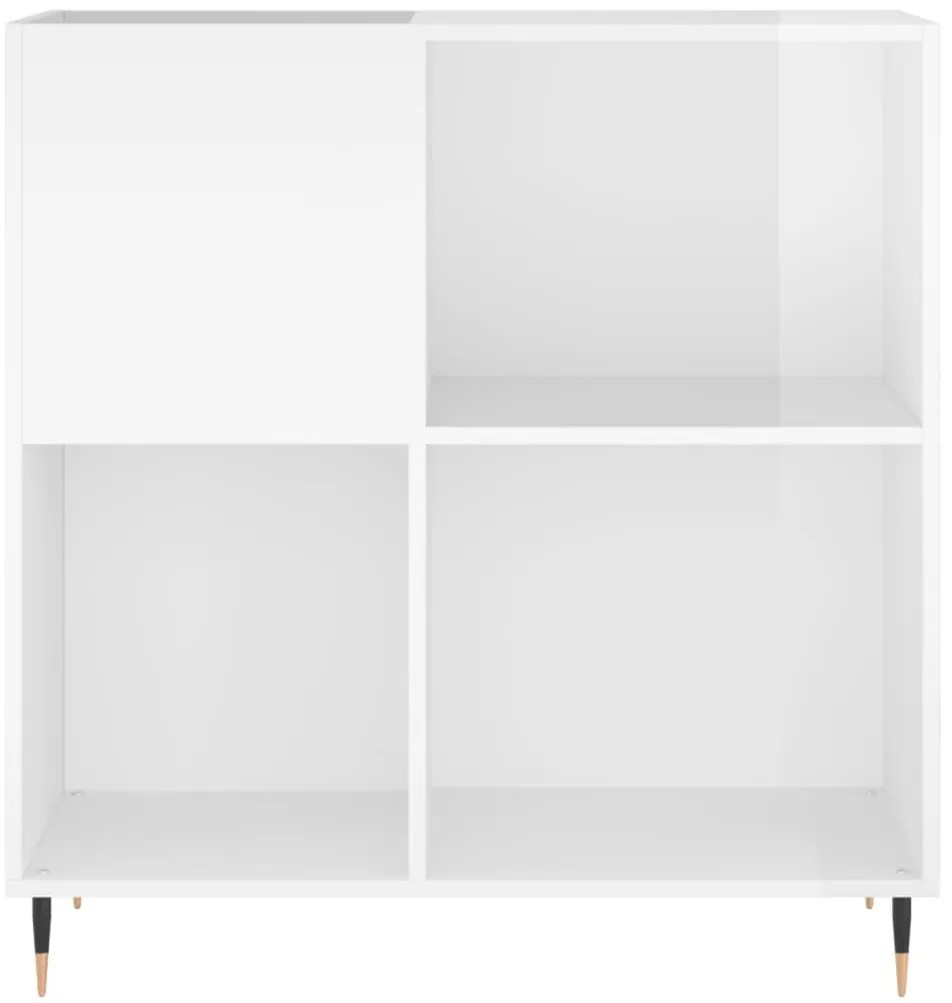vidaXL Δισκοθήκη Γυαλιστερή Λευκή 84,5 x 38x 89 εκ. από Επεξεργ. Ξύλο