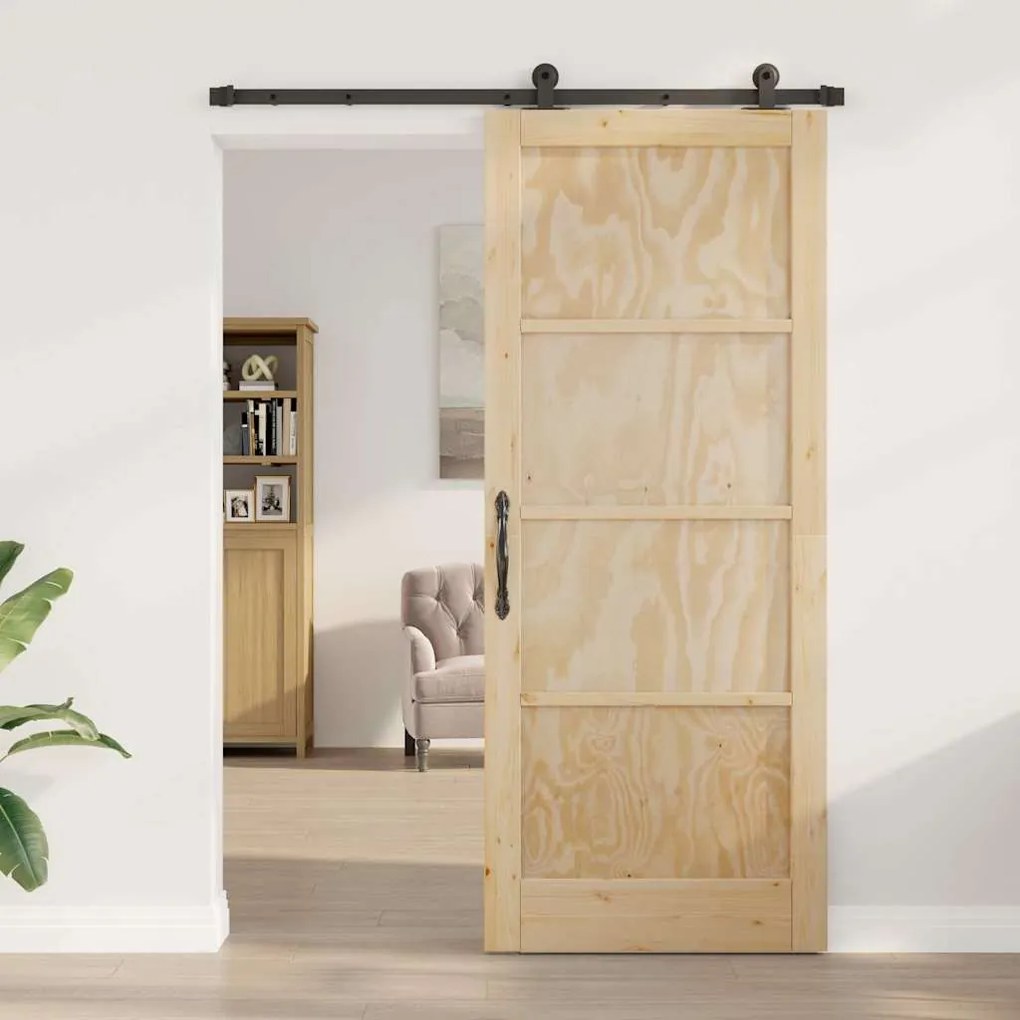 vidaXL Συρόμενη Πόρτα ORKDAL Φυσικό και μαύρο 86 x 211 cm