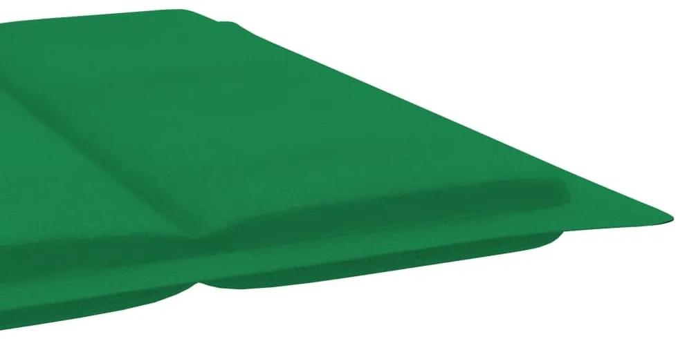Ξαπλώστρα Κουνιστή από Μασίφ Ξύλο Teak με Μαξιλάρι - Πράσινο