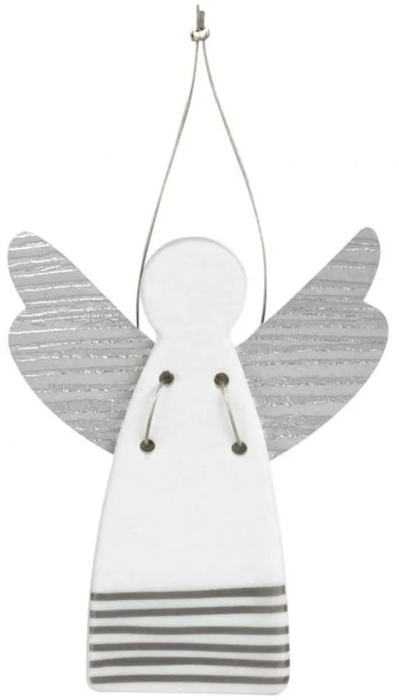 Στολίδι Χριστουγεννιάτικο Αγγελάκι Silver Stripes LBTRD0090228 9cm Multi Raeder