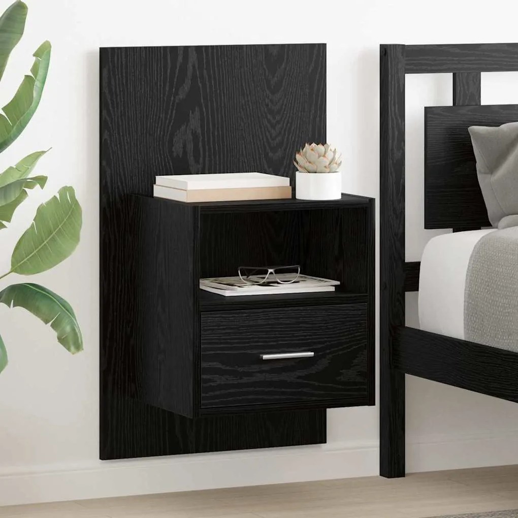 vidaXL Ντουλάπι κρεβατιού 2 pcs Μαύρη δρυς 48.5 x 32.5 x 80 εκ