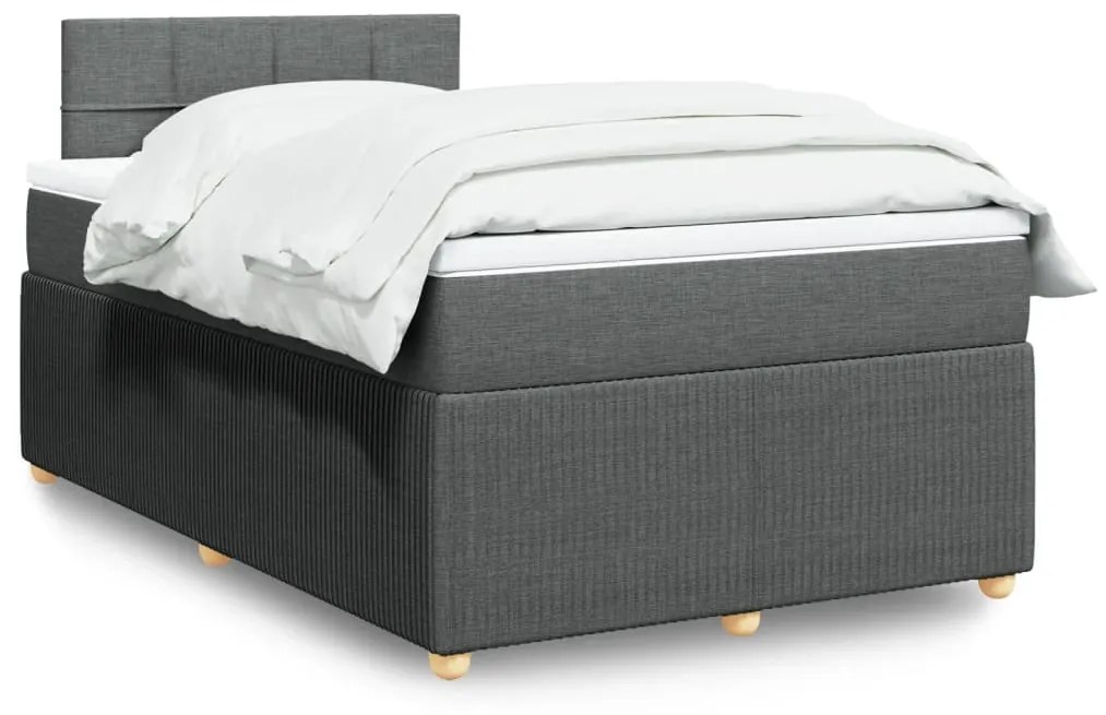 Κρεβάτι Boxspring με Στρώμα Σκούρο Γκρι 120x200 εκ. Υφασμάτινο - Γκρι