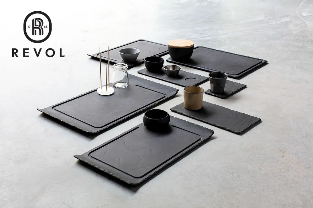 BASALT &quot;MATT SLATE&quot; BURGER PLATE CURVED EDGES 33 33X20X2CM ΣΕΤ 6 τμχ - Espiel