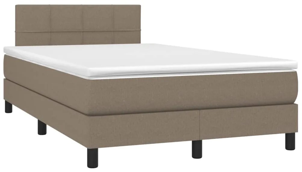 vidaXL Κρεβάτι Boxspring με Στρώμα &amp; LED Taupe 120x200 εκ. Υφασμάτινο