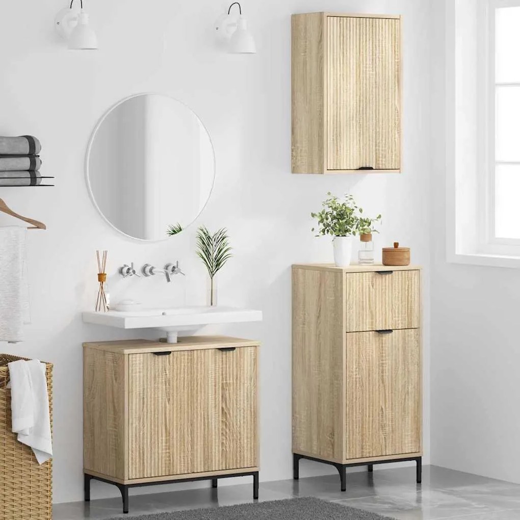 vidaXL Σετ Επίπλων Μπάνιου με ράφι 3 pcs Sonoma Δρυς 39.5 x 36 x 88 εκ