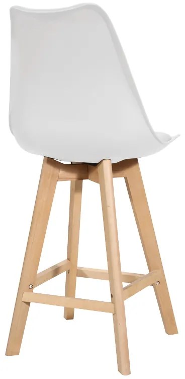 Σκαμπό μπαρ Gaston pakoworld λευκό pp-pu και ξύλινο πόδι σε φυσική απόχρωση 49x56x112εκ