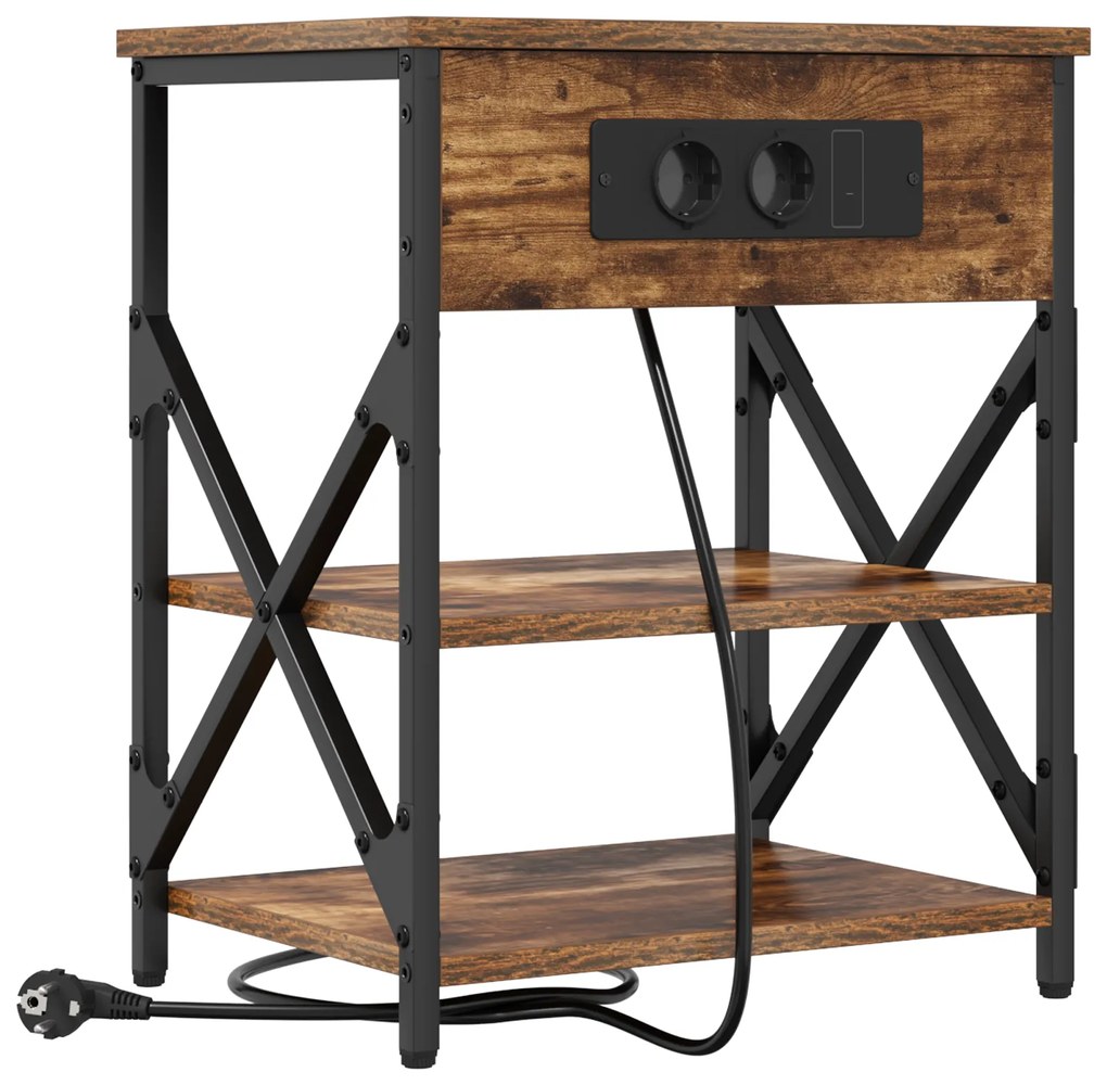 vidaXL Κομοδίνο Καπνιστό Δρύς 41 x 31 x 51 εκ. Επεξεργασμένο ξύλο