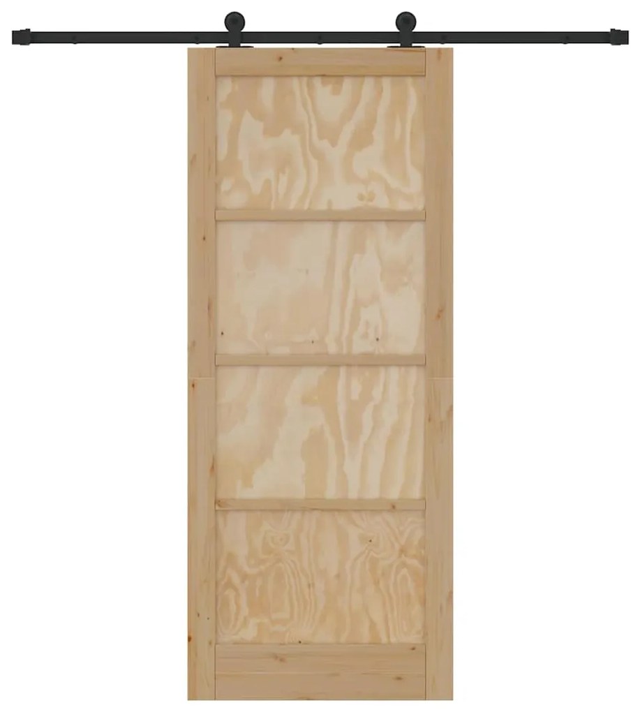 vidaXL Σετ Συρόμενης Πόρτας Φυσικό και μαύρο 86 x 211 cm