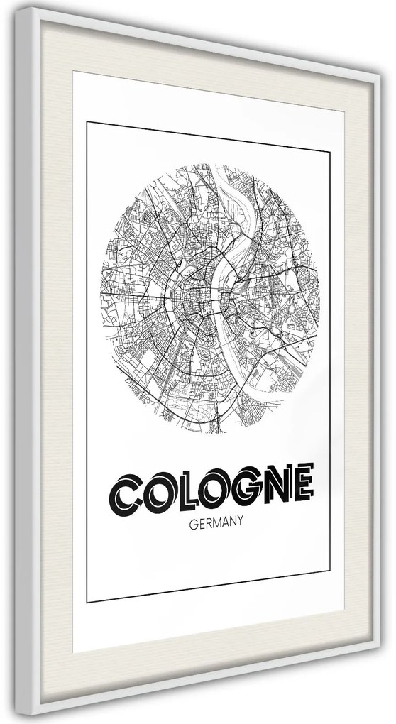 Αφίσα - City Map: Cologne (Round) - 20x30 - Χρυσό - Χωρίς πασπαρτού