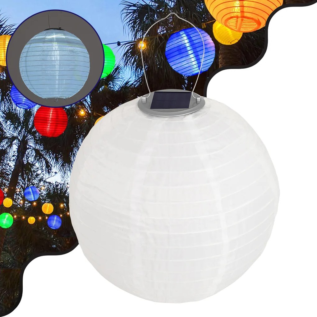 71591 Αυτόνομο Ηλιακό Φωτιστικό Υφασμάτινη Λευκή Μπάλα Φ30cm LED SMD 1W 100l