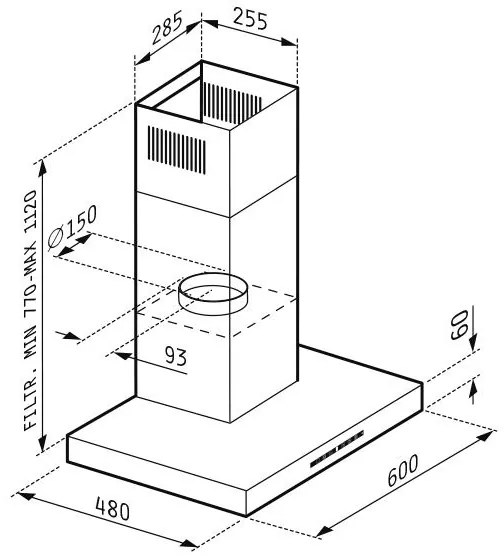 Απορροφητήρας Pyramis Agilo 60 εκ.