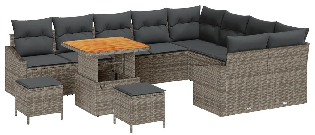 vidaXL Σετ Καναπέ Κήπου με μαξιλάρι 12 pcs Γκρι 80 x 80 x 71 cm