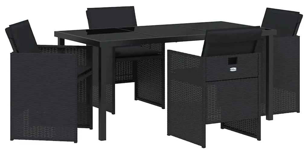 vidaXL Σέτ φαγητού για κήπο 5 pcs Μαύρο συνθετικό ρατάν