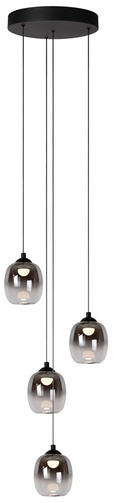 Φωτιστικό Κρεμαστό Lucide 74419-20-30 TAMINO Μαύρο Ματ (Black Mat)|Φυμέ (Smoke) 3000 K