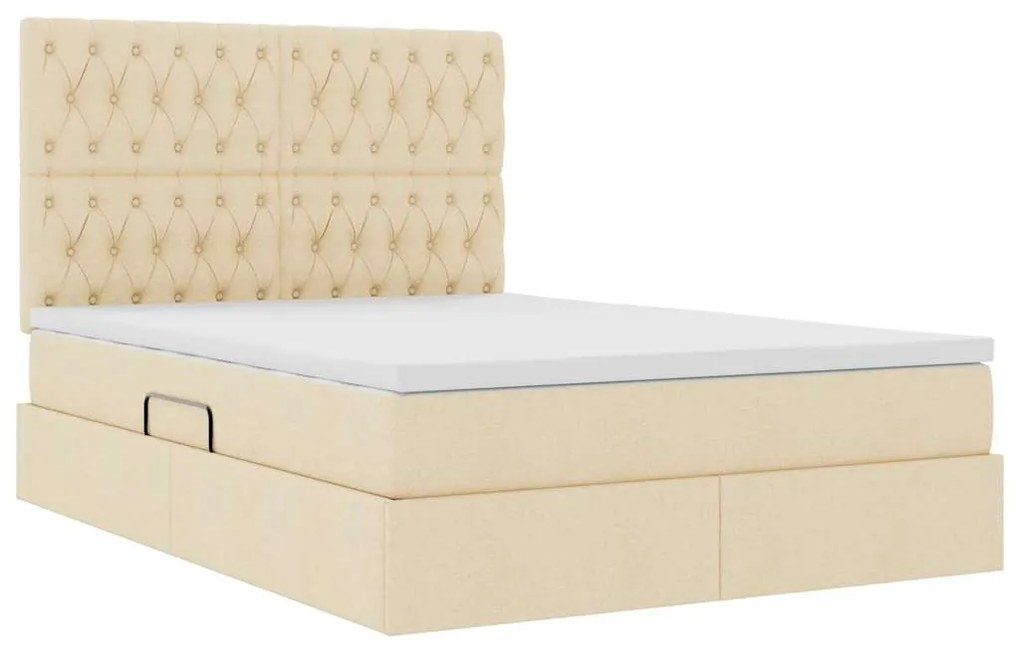 vidaXL Κρεβάτι Αποθήκης με στρώμα Κρέμ 140 x 200 cm Τεχνητό Δέρμα