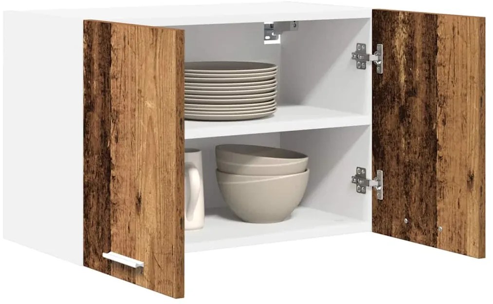 vidaXL Κρεμαστό ντουλάπι 2 pcs Παλαιό Ξύλο και Λευκό 60 x 31 x 40 εκ