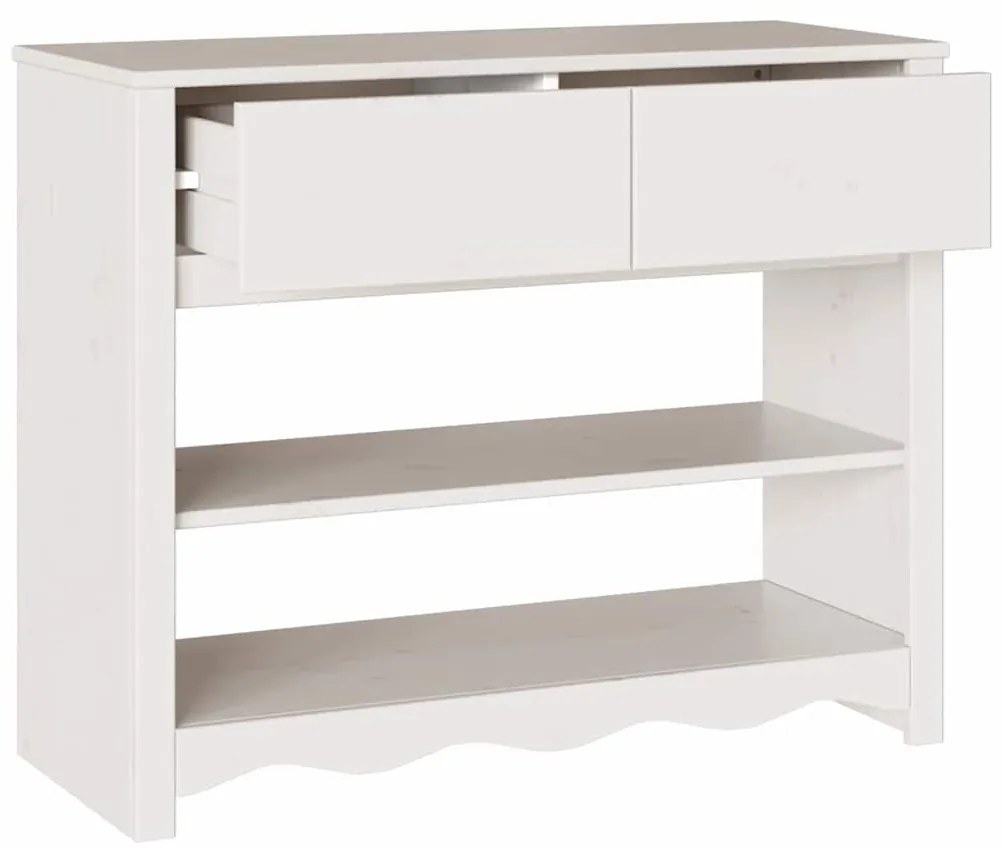 vidaXL Τραπέζι κονσόλας Λευκό 89.5 x 37 x 73 εκ Μασίφ ξύλο πεύκου