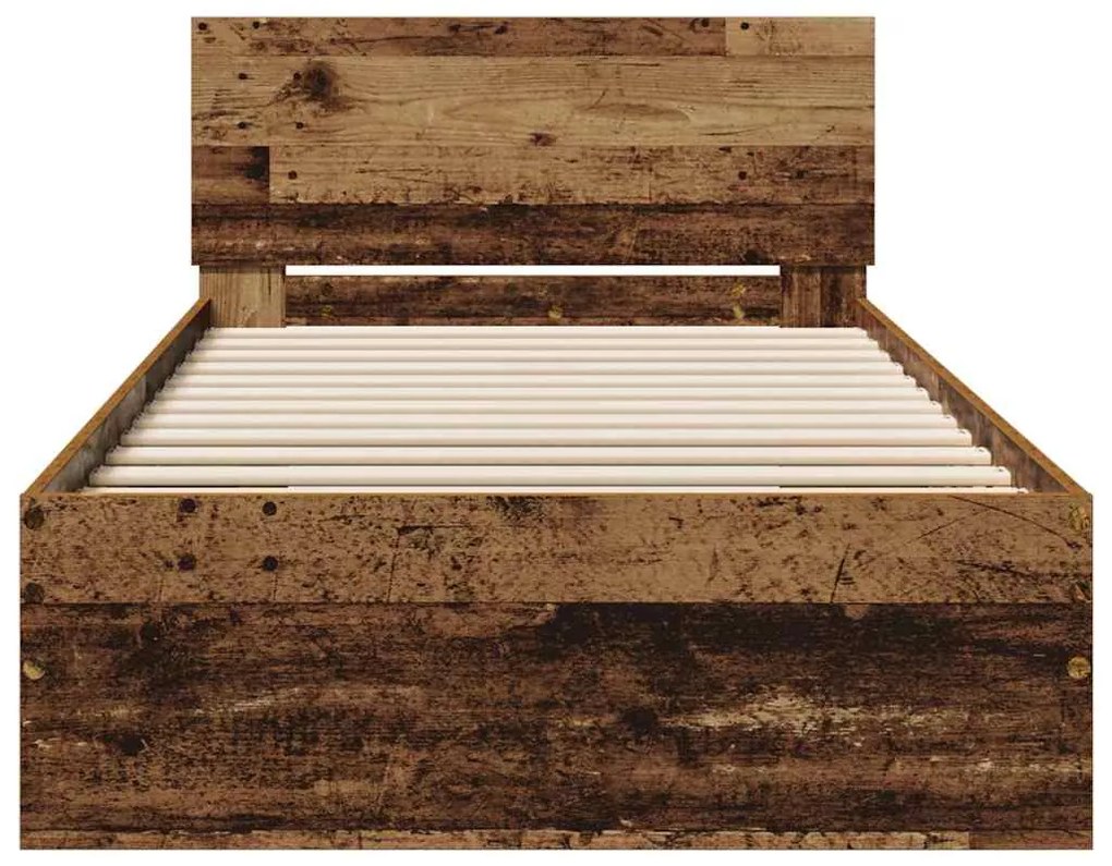 vidaXL Σκελετός Κρεβατιού Παλαιό ξύλο 75 x 190 cm Επεξεργασμένο ξύλο