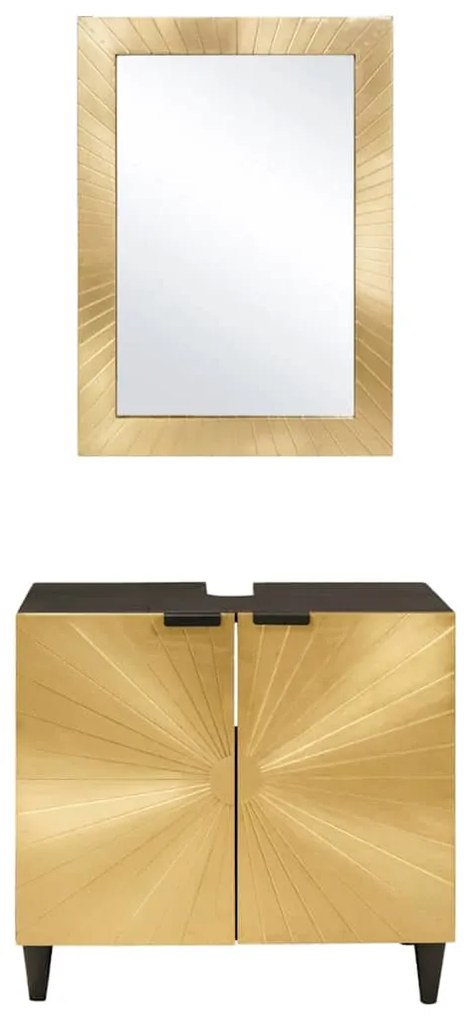 vidaXL Σετ επίπλων μπάνιου 2 pcs Μαύρο και Χρυσό 62 x 33 x 58 εκ.