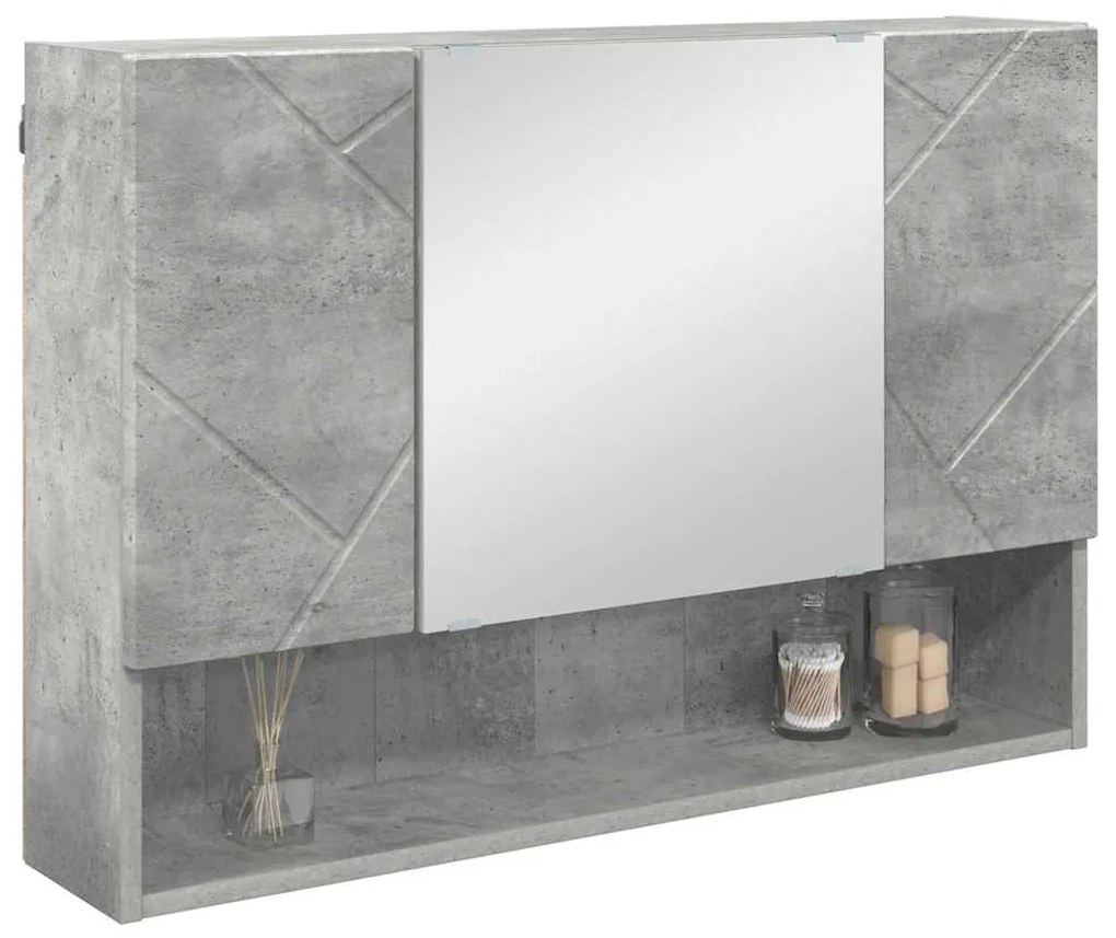 vidaXL Ντουλάπα Καθρέφτη Επιτοίχιο Σκυρόδεμα Γκρι 80 x 17 x 55 εκ