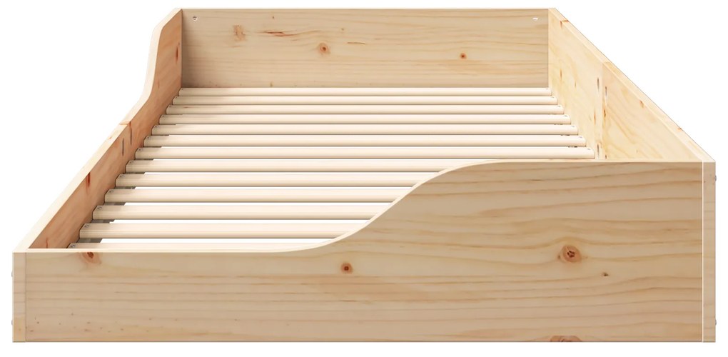 vidaXL Κρεβάτι δαπέδου Καφέ 90 x 210 cm Μασίφ ξύλο πεύκου