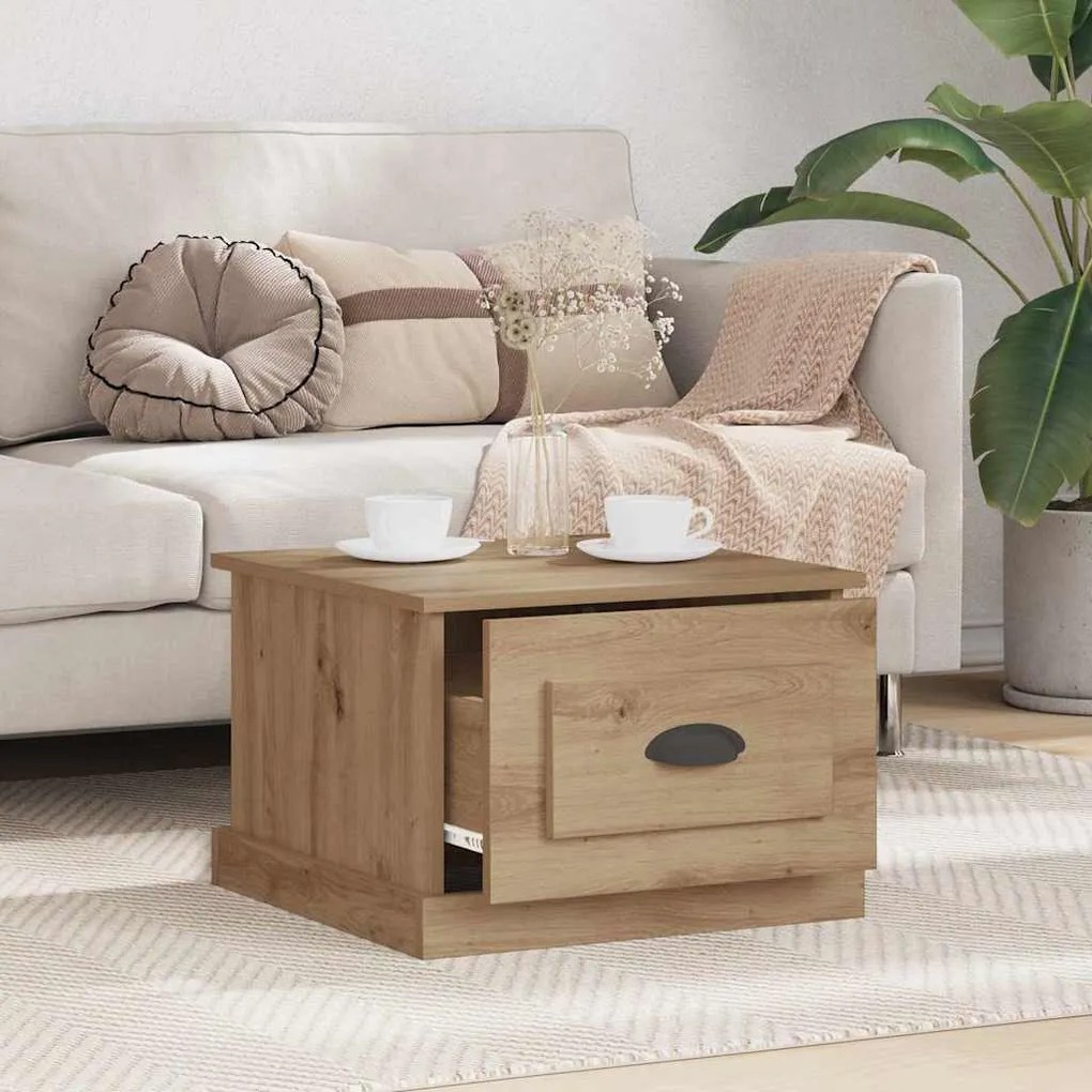 vidaXL Τραπεζάκι σαλονιού with Drawer artisan δρυς 50 x 50 x 35 cm