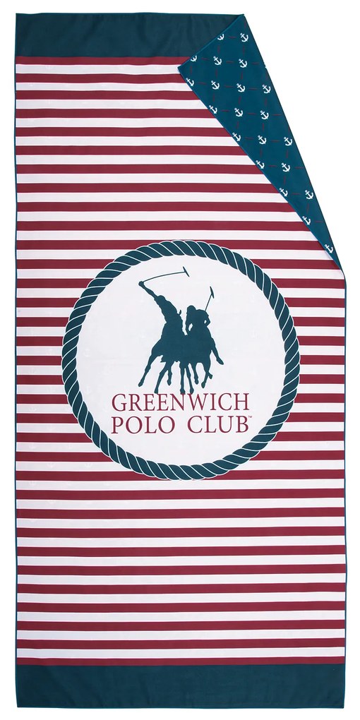 Πετσέτα Θαλάσσης Microfiber 80x170εκ. Essential 4027 Μπλε-Κόκκινη Greenwich Polo Club