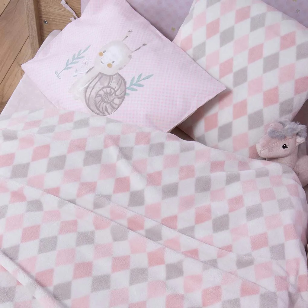 Κουβέρτα Fleece Κούνιας (110x150) Nef-Nef Homeware Baby Sweet Rhombus Pink