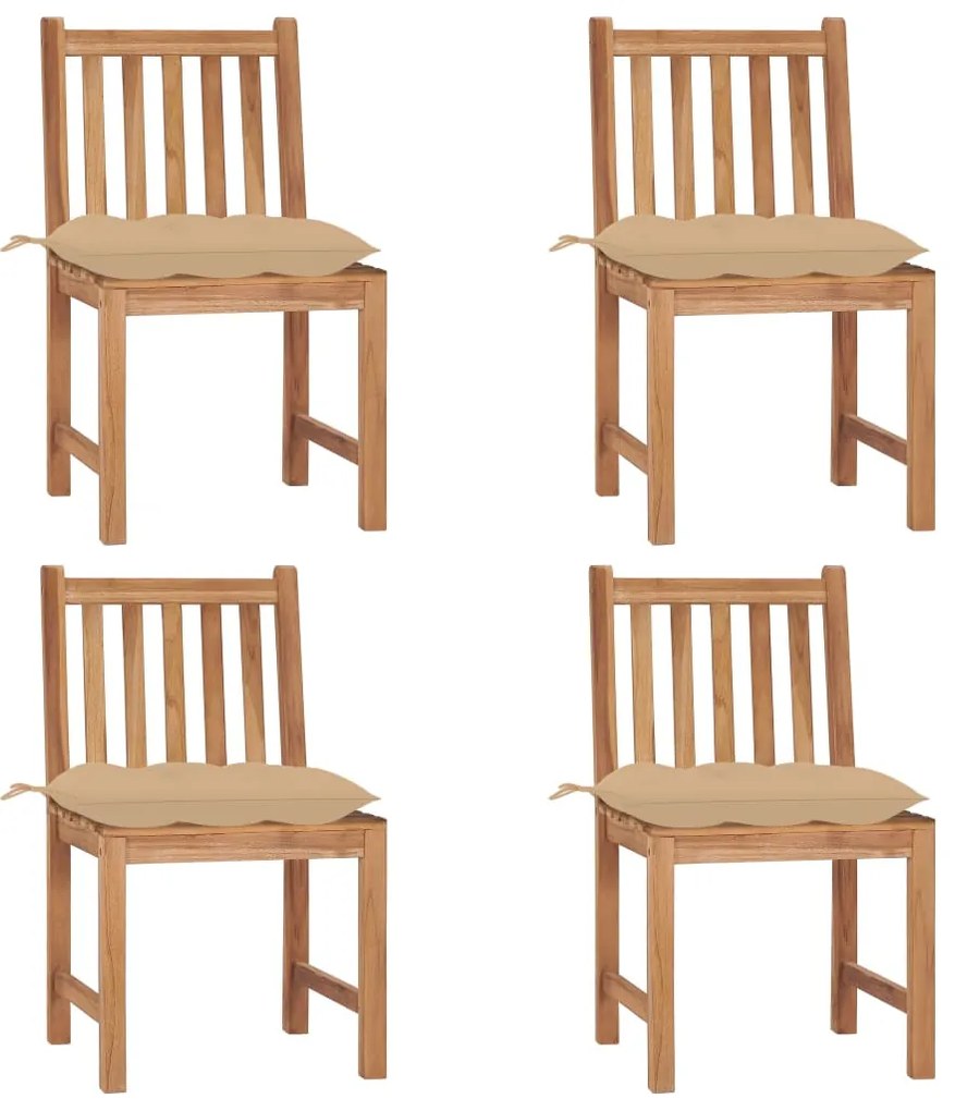 vidaXL Καρέκλες Κήπου 4 τεμ. από Μασίφ Ξύλο Teak με Μαξιλάρια