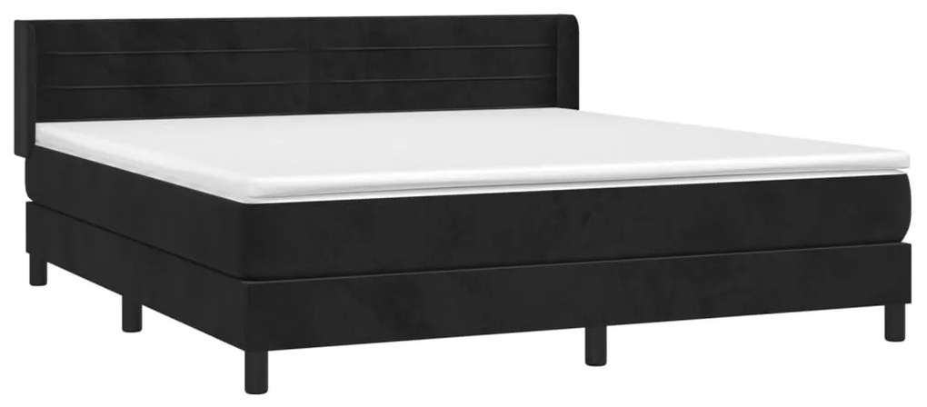 vidaXL Κρεβάτι Boxspring με Στρώμα Μαύρο 180x200 εκ. Βελούδινο