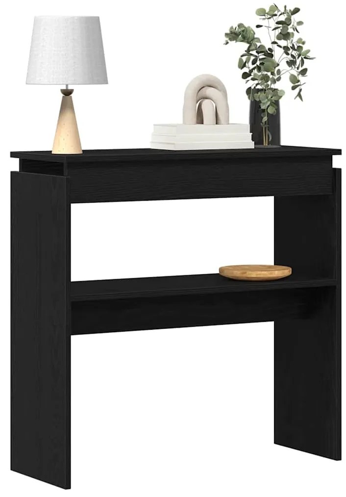 vidaXL Τραπέζι κονσόλας Μαύρη Οξυά 80 x 30 x 80 εκ. Επεξεργασμένο ξύλο