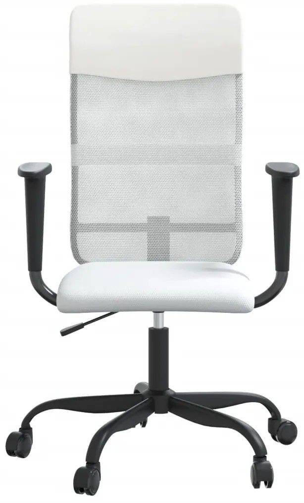 vidaXL Καρέκλα Γραφείου Ρυθμ. Ύψος Λευκή Διχτυωτό Ύφασμα/Συνθ. Δέρμα