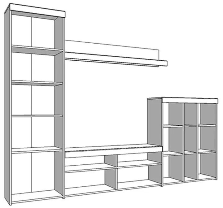 Κέντρο Ψυχαγωγίας - Σύνθεση Arno Γκρί Δρύς - Λευκός Δρύς 262x35x195 εκ.