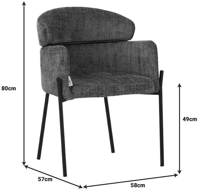 Καρέκλα - Πολυθρόνα Tolerse Inart πράσινο ύφασμα-πόδι μαύρο μέταλλο 58x57x80εκ 2αδα 58x57x80 εκ.