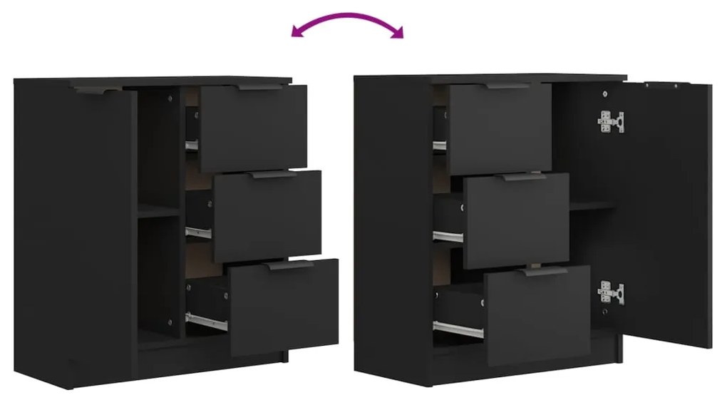 vidaXL Ντουλάπια 2 τεμ. Μαύρα 60x30x70 εκ. Επεξεργασμένο Ξύλο