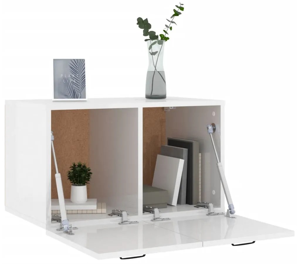 vidaXL Ντουλάπι Τοίχου Γυαλιστερό Λευκό 60x36,5x35 εκ. Επεξεργ. Ξύλο