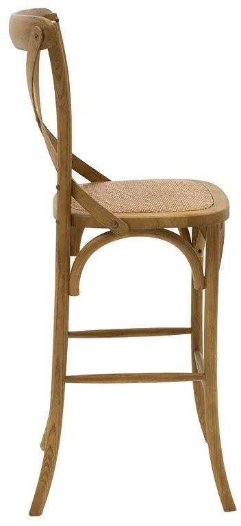 Σκαμπό μπαρ Reid ξύλο ανοιχτό καρυδί-έδρα καφέ rattan 45x52x116 εκ.