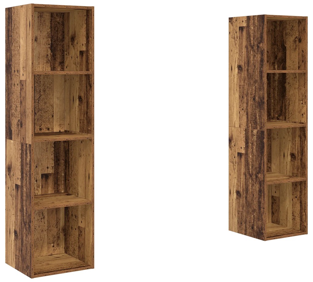 vidaXL Σετ επίπλου τηλεόρασης Επιτοίχιο 2 pcs Καφέ 37 x 37 x 142.5 εκ