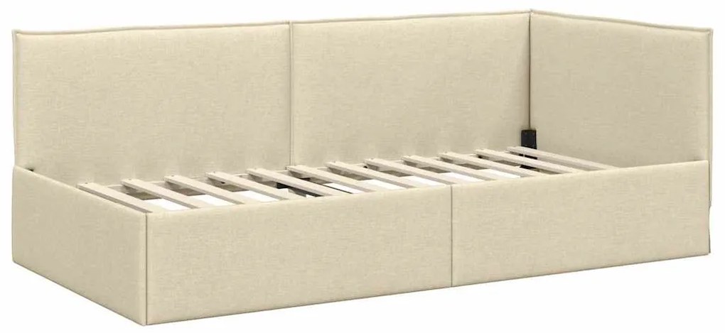 vidaXL Κρεβάτι Γωνίας με κεφαλάρι Κρεμ 80 x 200 cm ύφασμα