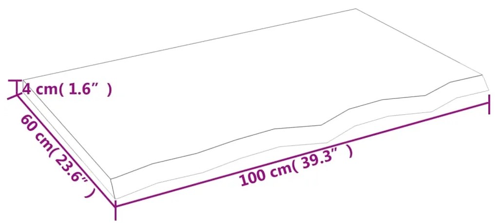 Επιφάνεια Τραπεζιού Σκούρο Καφέ 100x60x(2-4)εκ Επεξ. Μασίφ Δρυς - Καφέ