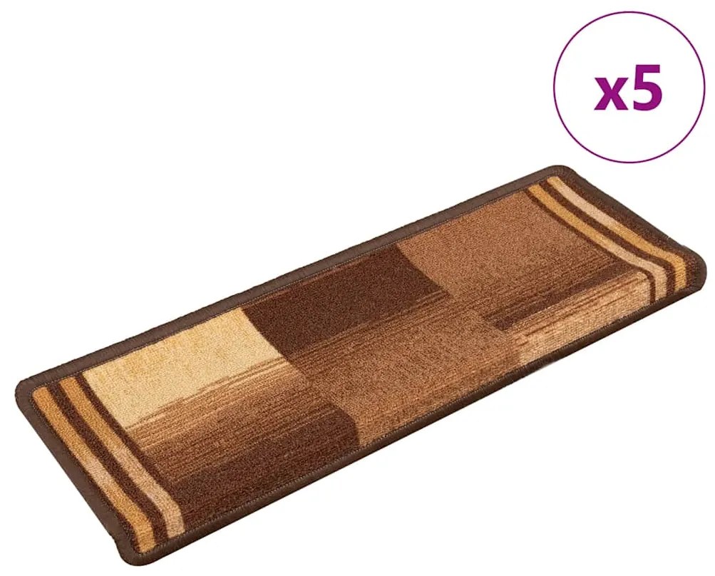 vidaXL Πατάκια Σκάλας Αυτοκόλλητα 5 τεμ. Καφέ 65x21x4 εκ.