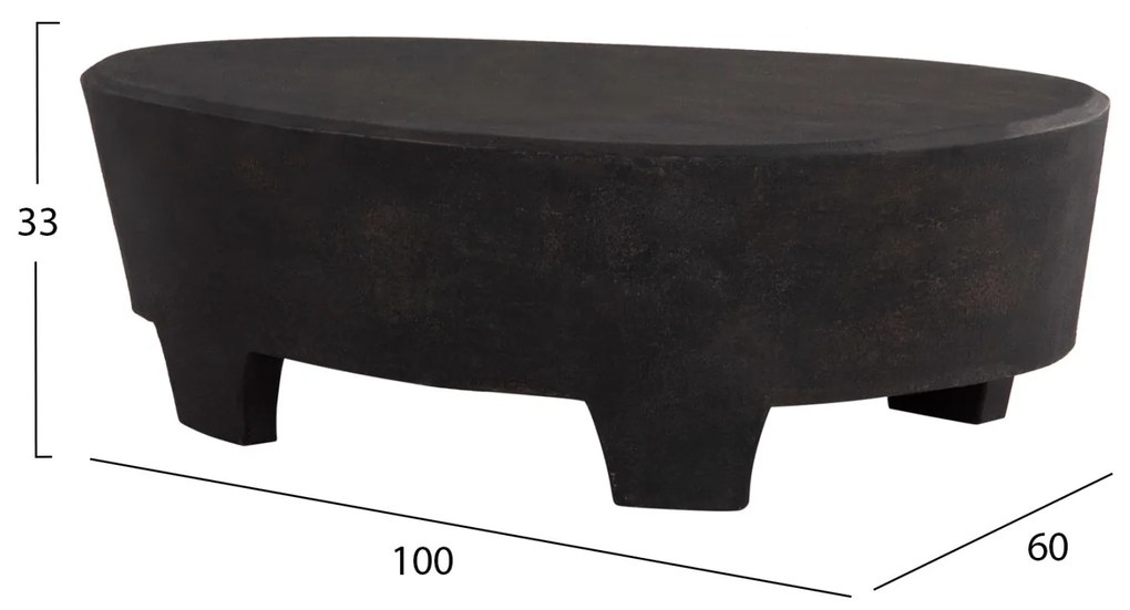 Τραπεζάκι σαλονιού σειρά SANTORINI C18066 Οβάλ MDF σε Μαύρο χρώμα 100x60x33Υεκ. 100x60x33 εκ.