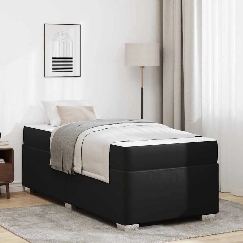 vidaXL Σκελετός Κρεβατιού Μαύρο 90 x 190 cm Τεχνητό δέρμα