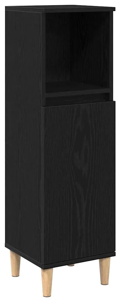 vidaXL Σετ Επίπλων Μπάνιου με συρτάρι 3 pcs Μαύρο 30 x 30 x 180 cm