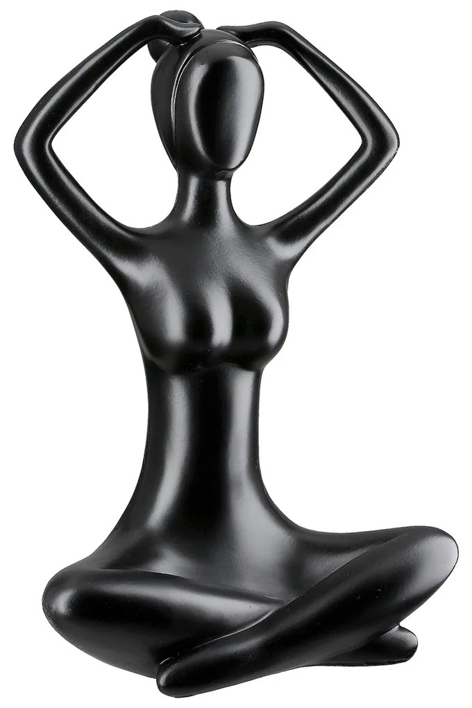 Φιγούρα Γυναίκα &#039;Meditation&#039; Πολυ Μαύρο 2Τμχ 12x16x29cm