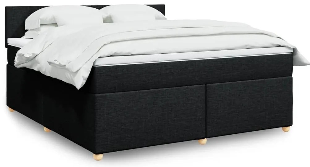 vidaXL Κρεβάτι Boxspring με Στρώμα Μαύρο 180x200 εκ. Υφασμάτινο